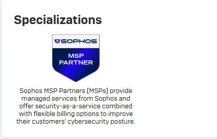 Sophos MSP Partner Specialization
